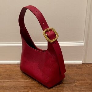 Madewell Sculptural Buckle Red Leather Shoulder Bag